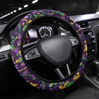 Funny Mardi Gras T-Rex Dinosaur Steering Wheel Cover Let The Good Times Roll - Wonder Print Shop