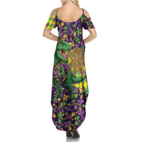 Funny Mardi Gras T-Rex Dinosaur Summer Maxi Dress Let The Good Times Roll - Wonder Print Shop