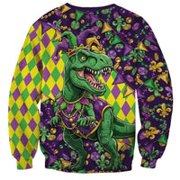 Funny Mardi Gras T-Rex Dinosaur Sweatshirt Let The Good Times Roll - Wonder Print Shop