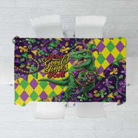 Funny Mardi Gras T-Rex Dinosaur Tablecloth Let The Good Times Roll - Wonder Print Shop