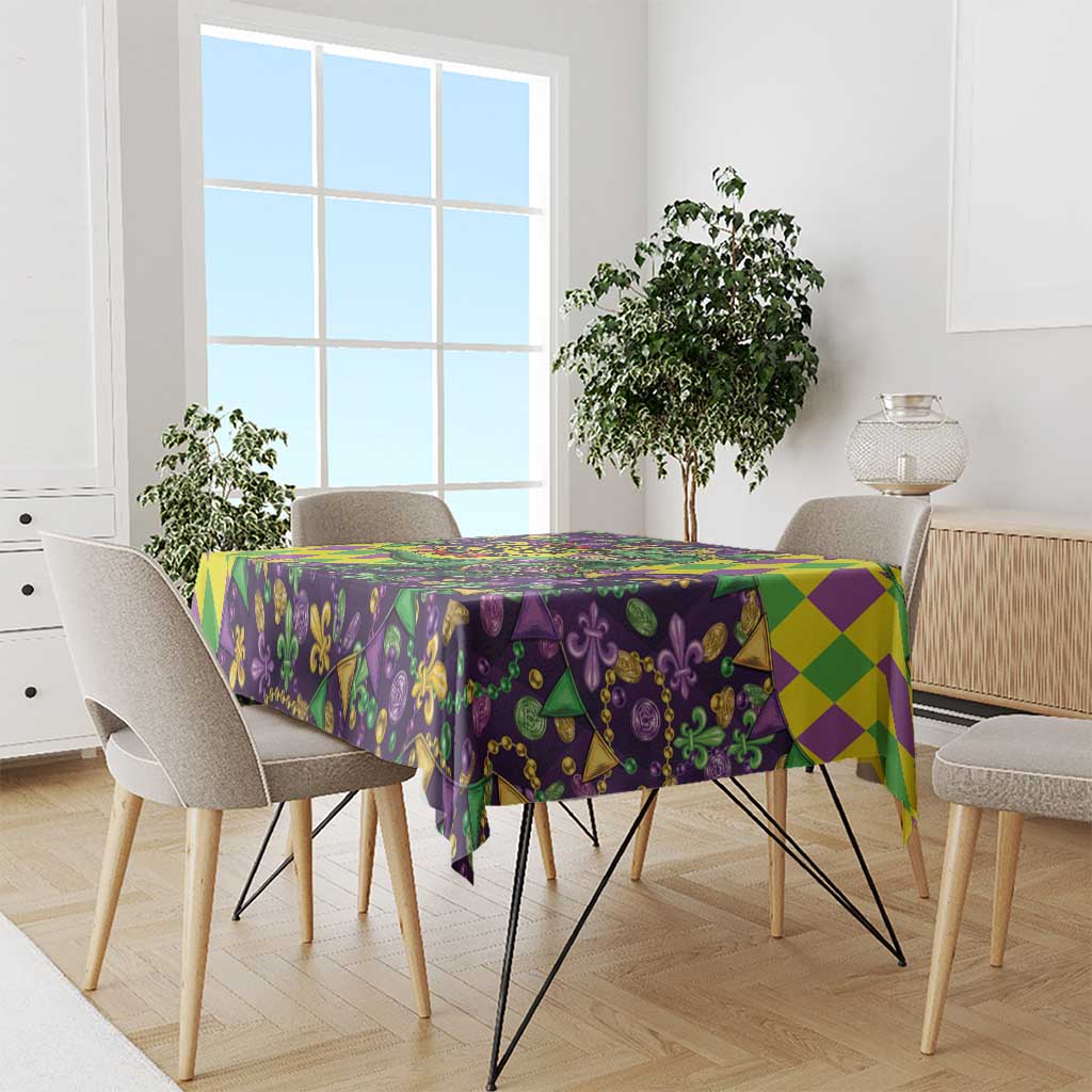 Funny Mardi Gras T-Rex Dinosaur Tablecloth Let The Good Times Roll - Wonder Print Shop