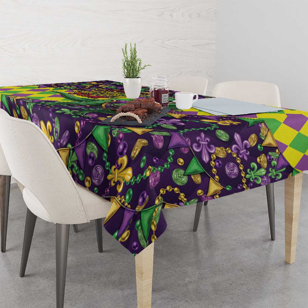 Funny Mardi Gras T-Rex Dinosaur Tablecloth Let The Good Times Roll - Wonder Print Shop