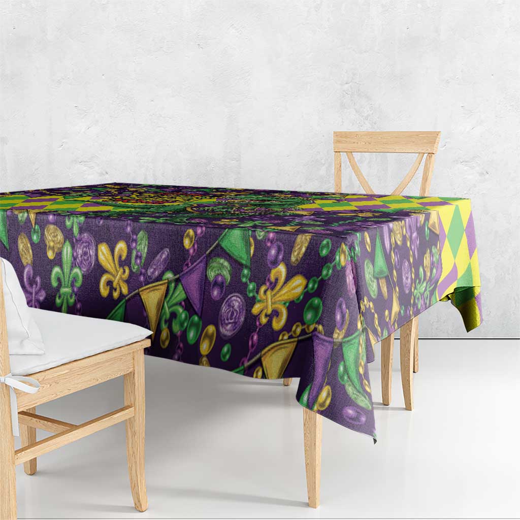 Funny Mardi Gras T-Rex Dinosaur Tablecloth Let The Good Times Roll - Wonder Print Shop