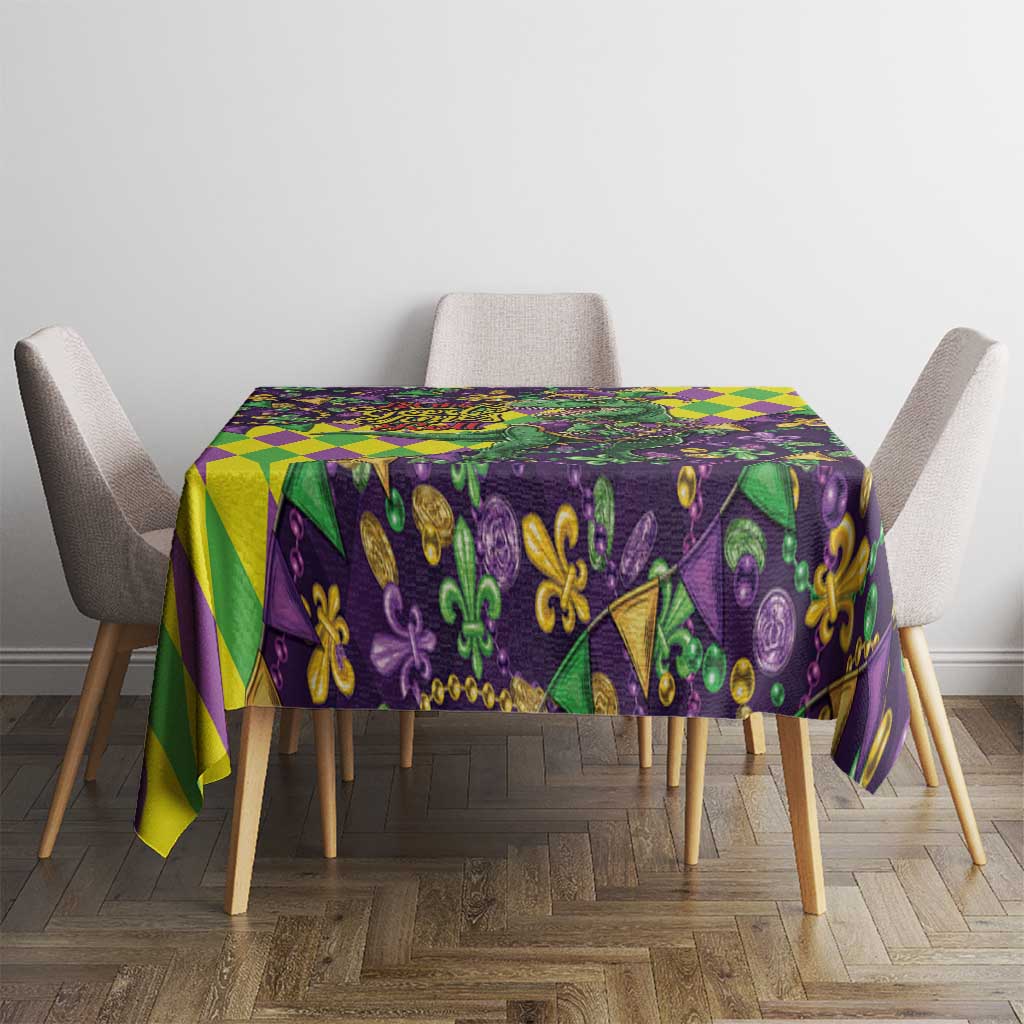 Funny Mardi Gras T-Rex Dinosaur Tablecloth Let The Good Times Roll - Wonder Print Shop