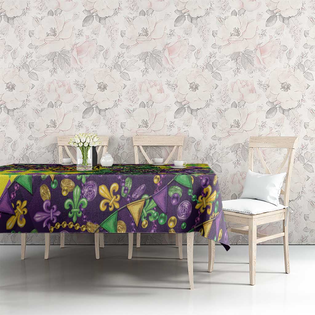 Funny Mardi Gras T-Rex Dinosaur Tablecloth Let The Good Times Roll - Wonder Print Shop