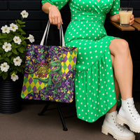 Funny Mardi Gras T-Rex Dinosaur Tote Bag Let The Good Times Roll - Wonder Print Shop