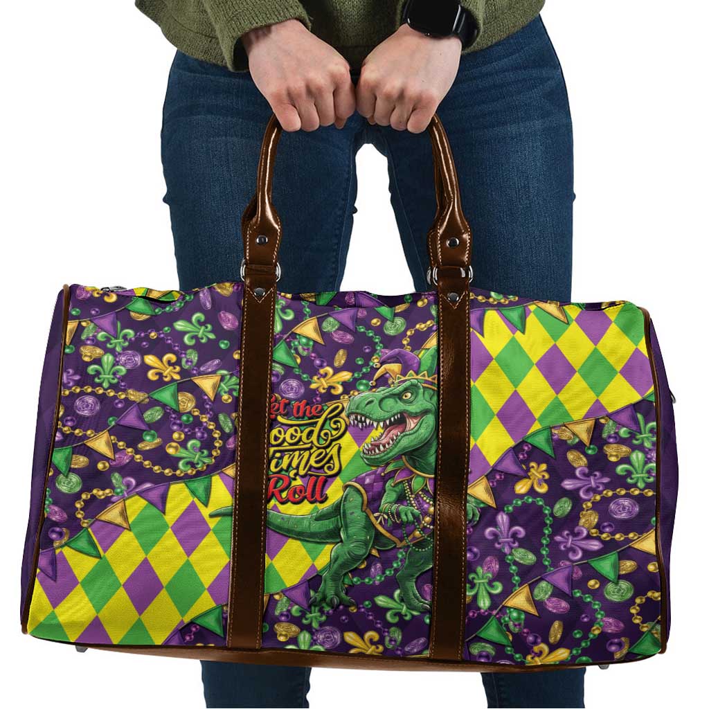 Funny Mardi Gras T-Rex Dinosaur Travel Bag Let The Good Times Roll - Wonder Print Shop