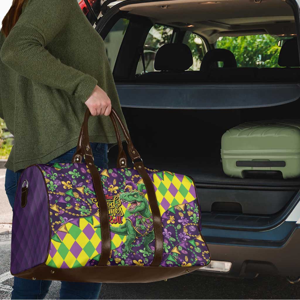 Funny Mardi Gras T-Rex Dinosaur Travel Bag Let The Good Times Roll - Wonder Print Shop