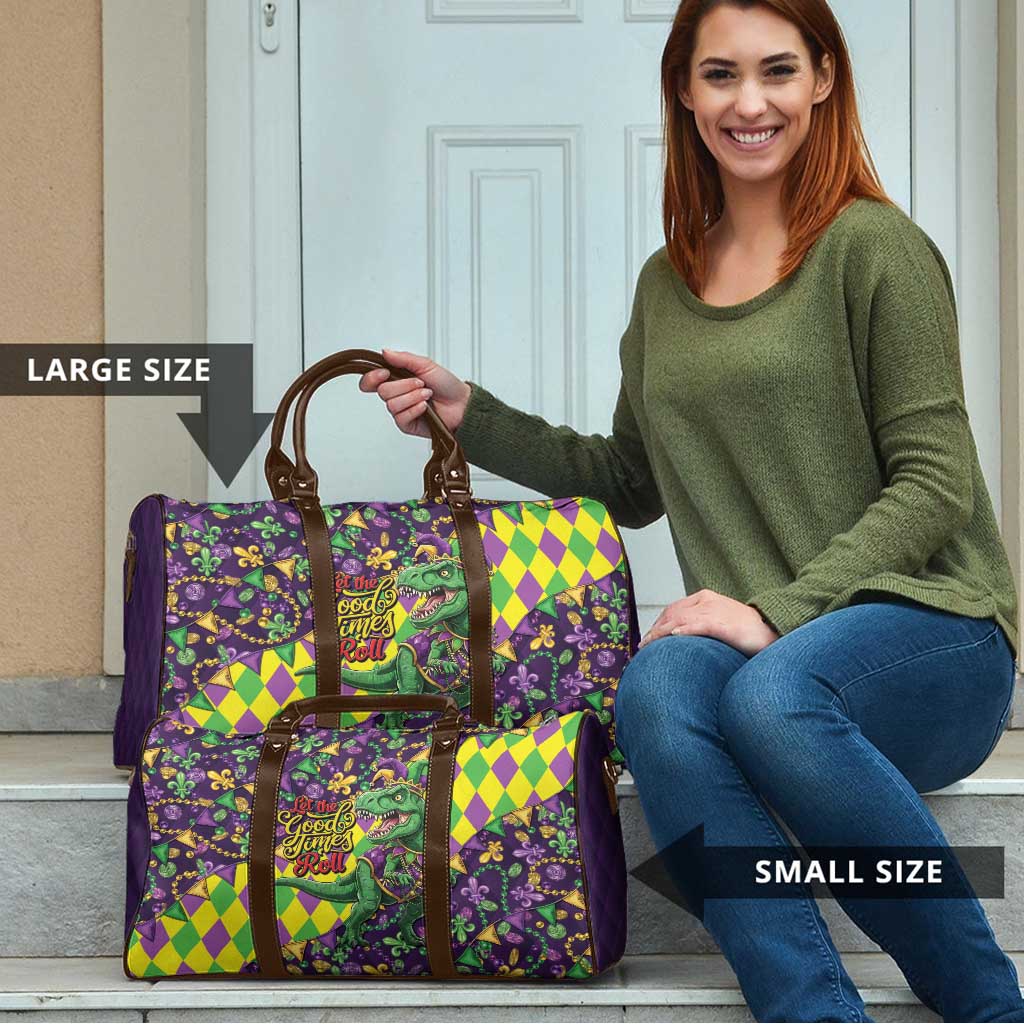 Funny Mardi Gras T-Rex Dinosaur Travel Bag Let The Good Times Roll - Wonder Print Shop