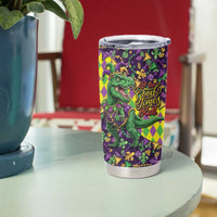 Funny Mardi Gras T-Rex Dinosaur Tumbler Cup Let The Good Times Roll - Wonder Print Shop