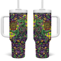 Funny Mardi Gras T-Rex Dinosaur Tumbler With Handle Let The Good Times Roll - Wonder Print Shop