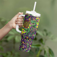 Funny Mardi Gras T-Rex Dinosaur Tumbler With Handle Let The Good Times Roll - Wonder Print Shop