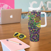 Funny Mardi Gras T-Rex Dinosaur Tumbler With Handle Let The Good Times Roll - Wonder Print Shop