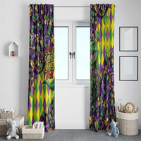 Funny Mardi Gras T-Rex Dinosaur Window Curtain Let The Good Times Roll - Wonder Print Shop