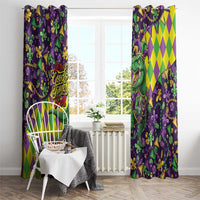 Funny Mardi Gras T-Rex Dinosaur Window Curtain Let The Good Times Roll - Wonder Print Shop