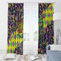 Funny Mardi Gras T-Rex Dinosaur Window Curtain Let The Good Times Roll - Wonder Print Shop