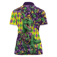Funny Mardi Gras T-Rex Dinosaur Women Polo Shirt Let The Good Times Roll - Wonder Print Shop