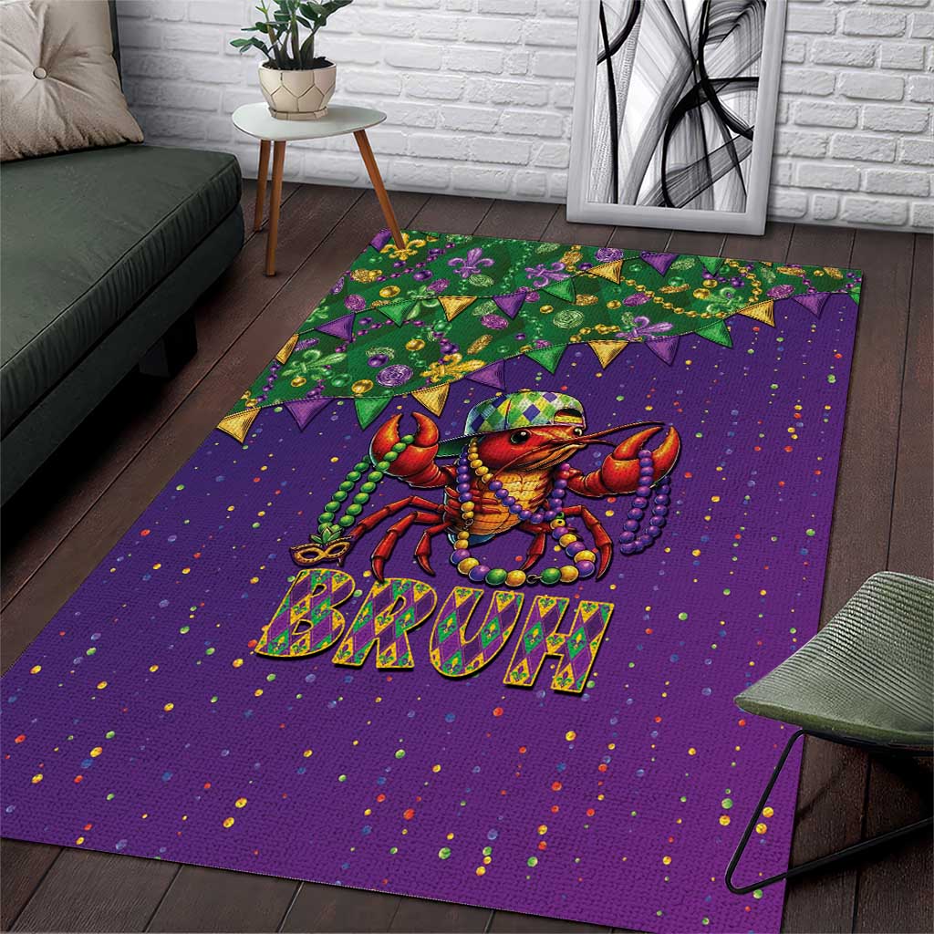 Funny Crawfish Carnival Area Rug It's Mardi Gras Bruh - Wonder Print Shop