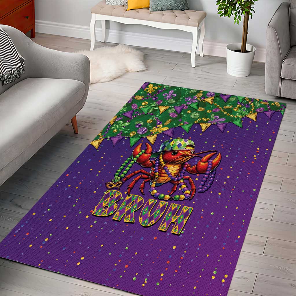 Funny Crawfish Carnival Area Rug It's Mardi Gras Bruh - Wonder Print Shop