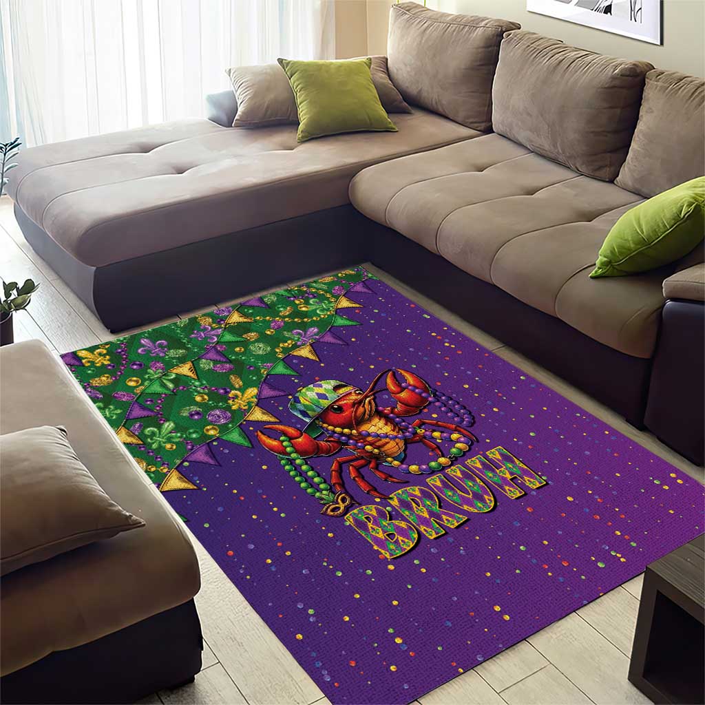 Funny Crawfish Carnival Area Rug It's Mardi Gras Bruh - Wonder Print Shop