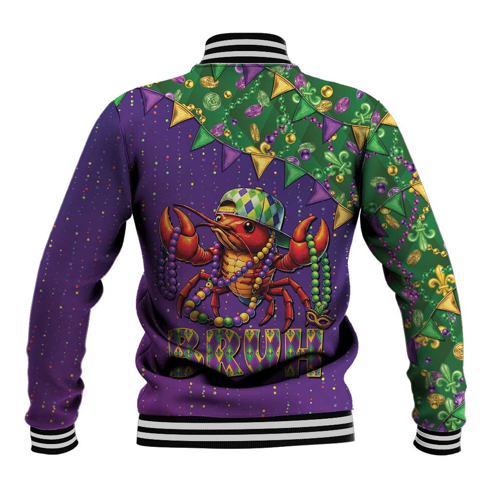 Funny Crawfish Carnival Baseball Jacket It's Mardi Gras Bruh - Wonder Print Shop