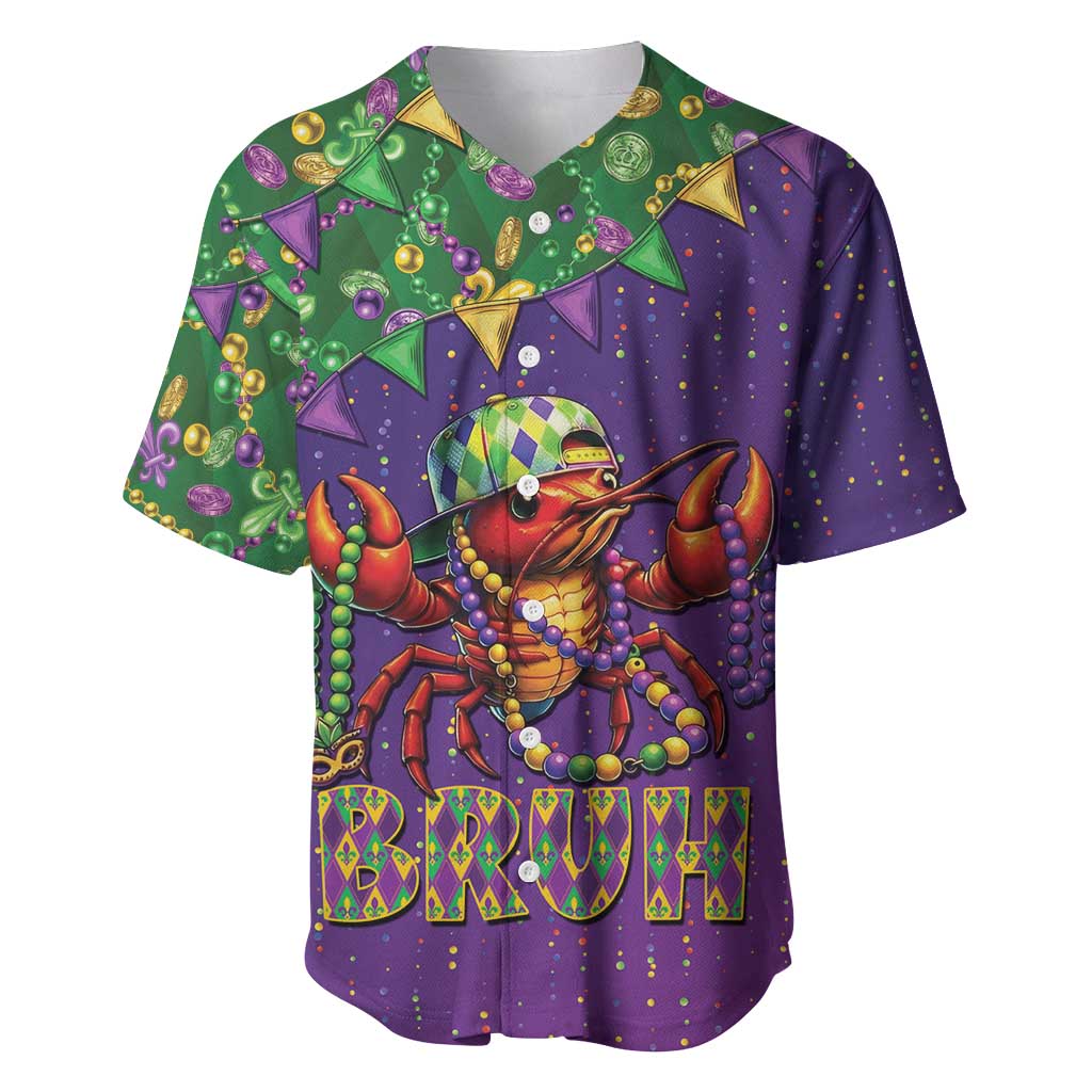 Funny Crawfish Carnival Baseball Jersey It's Mardi Gras Bruh - Wonder Print Shop