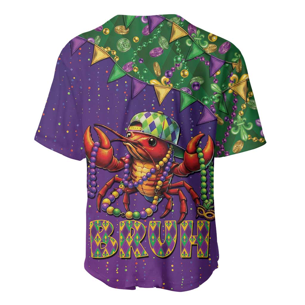 Funny Crawfish Carnival Baseball Jersey It's Mardi Gras Bruh - Wonder Print Shop