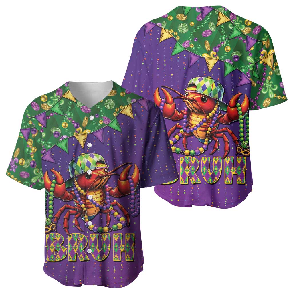 Funny Crawfish Carnival Baseball Jersey It's Mardi Gras Bruh - Wonder Print Shop