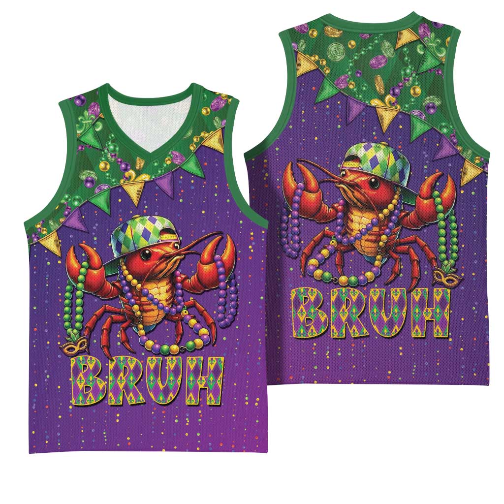 Funny Crawfish Carnival Basketball Jersey It's Mardi Gras Bruh - Wonder Print Shop
