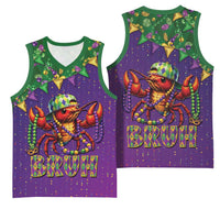 Funny Crawfish Carnival Basketball Jersey It's Mardi Gras Bruh - Wonder Print Shop