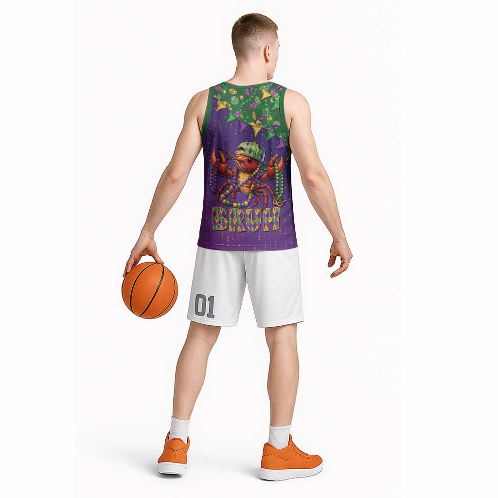 Funny Crawfish Carnival Basketball Jersey It's Mardi Gras Bruh - Wonder Print Shop