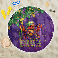 Funny Crawfish Carnival Beach Blanket It's Mardi Gras Bruh - Wonder Print Shop