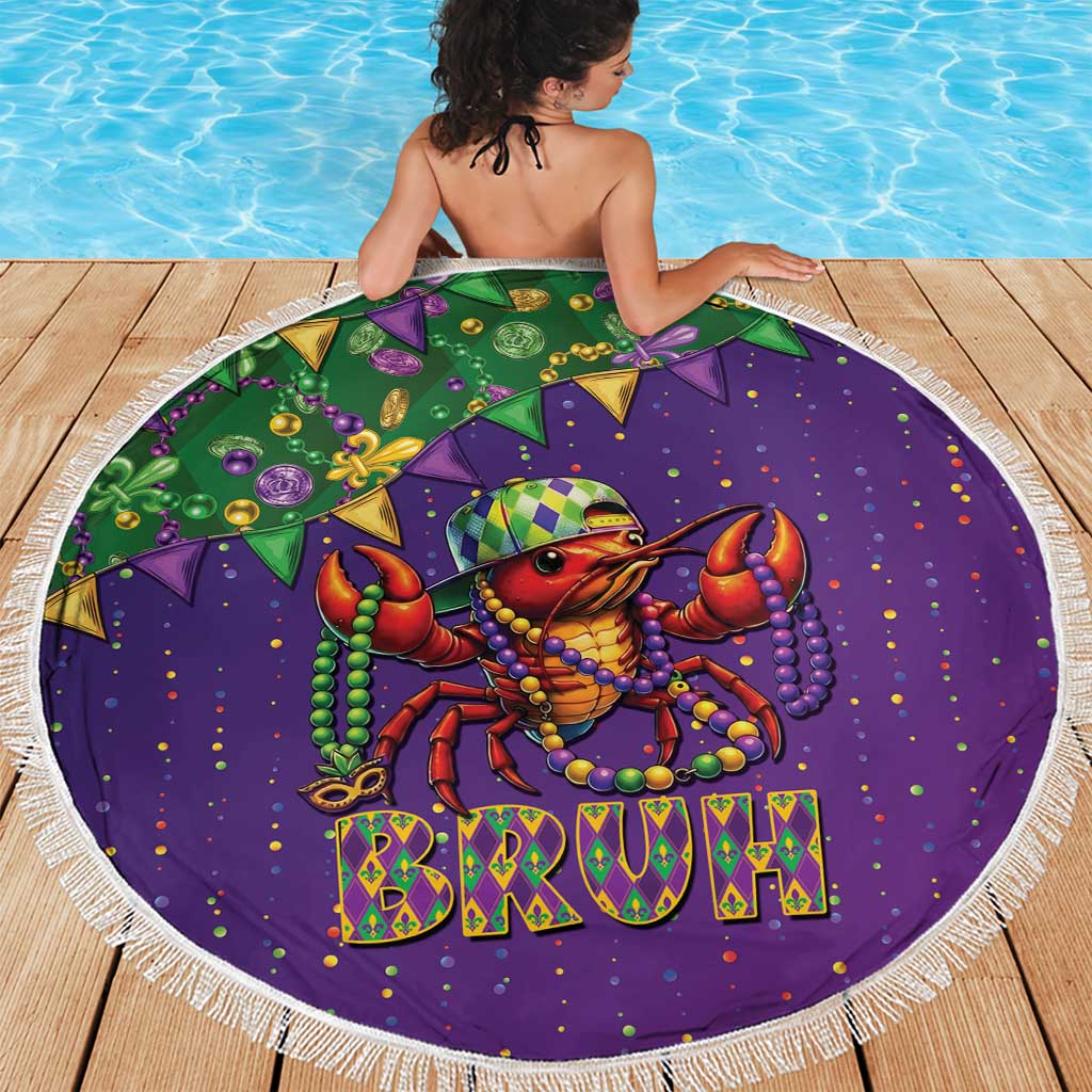 Funny Crawfish Carnival Beach Blanket It's Mardi Gras Bruh - Wonder Print Shop