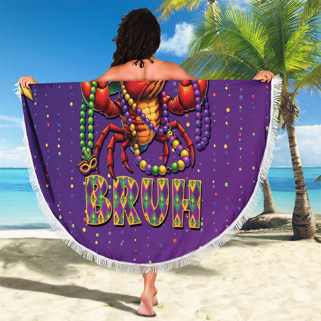 Funny Crawfish Carnival Beach Blanket It's Mardi Gras Bruh - Wonder Print Shop