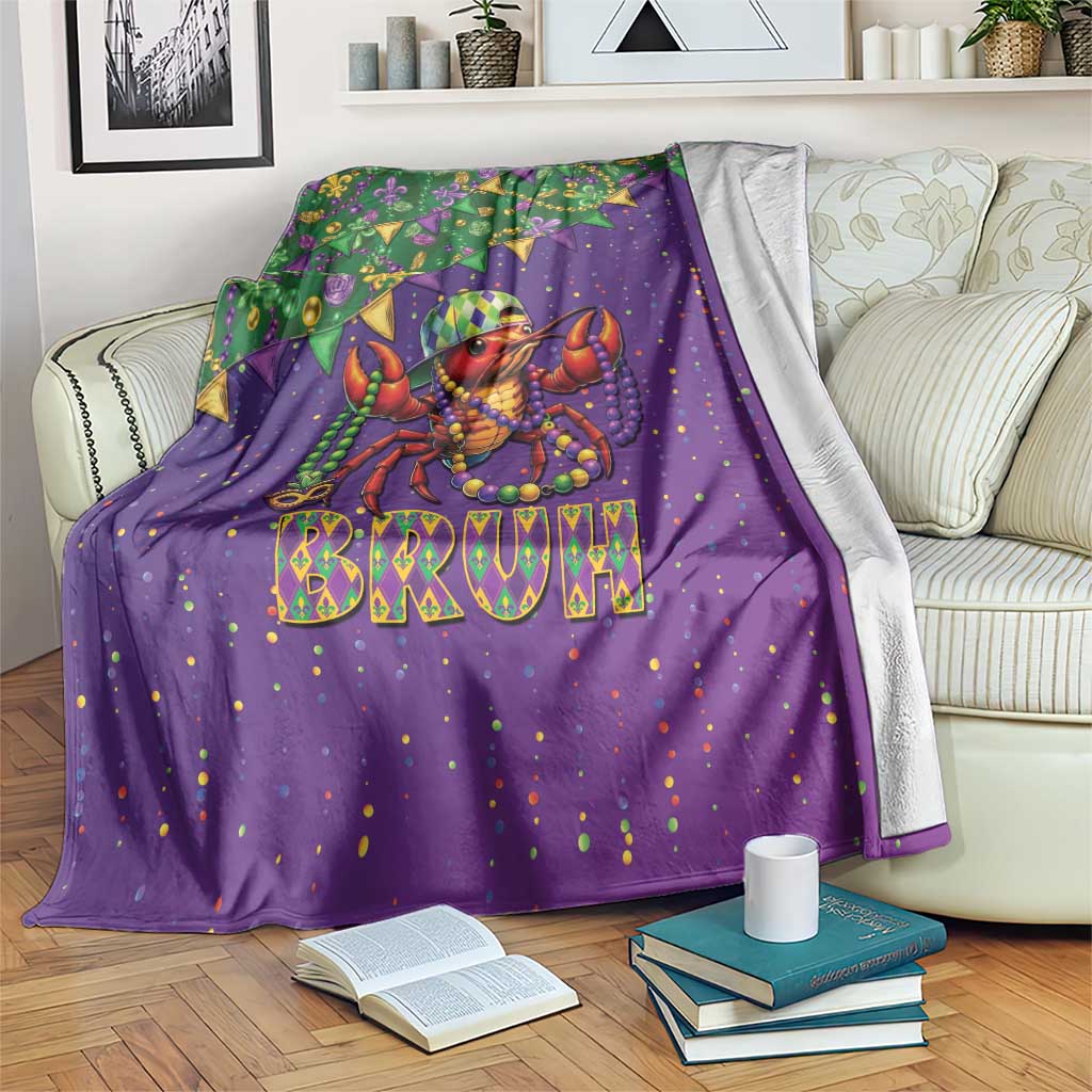 Funny Crawfish Carnival Blanket It's Mardi Gras Bruh - Wonder Print Shop