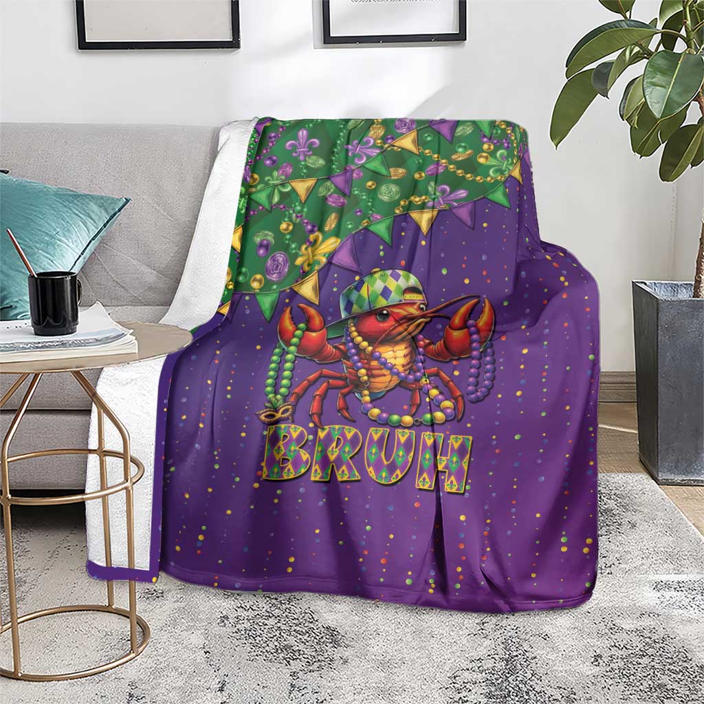 Funny Crawfish Carnival Blanket It's Mardi Gras Bruh - Wonder Print Shop