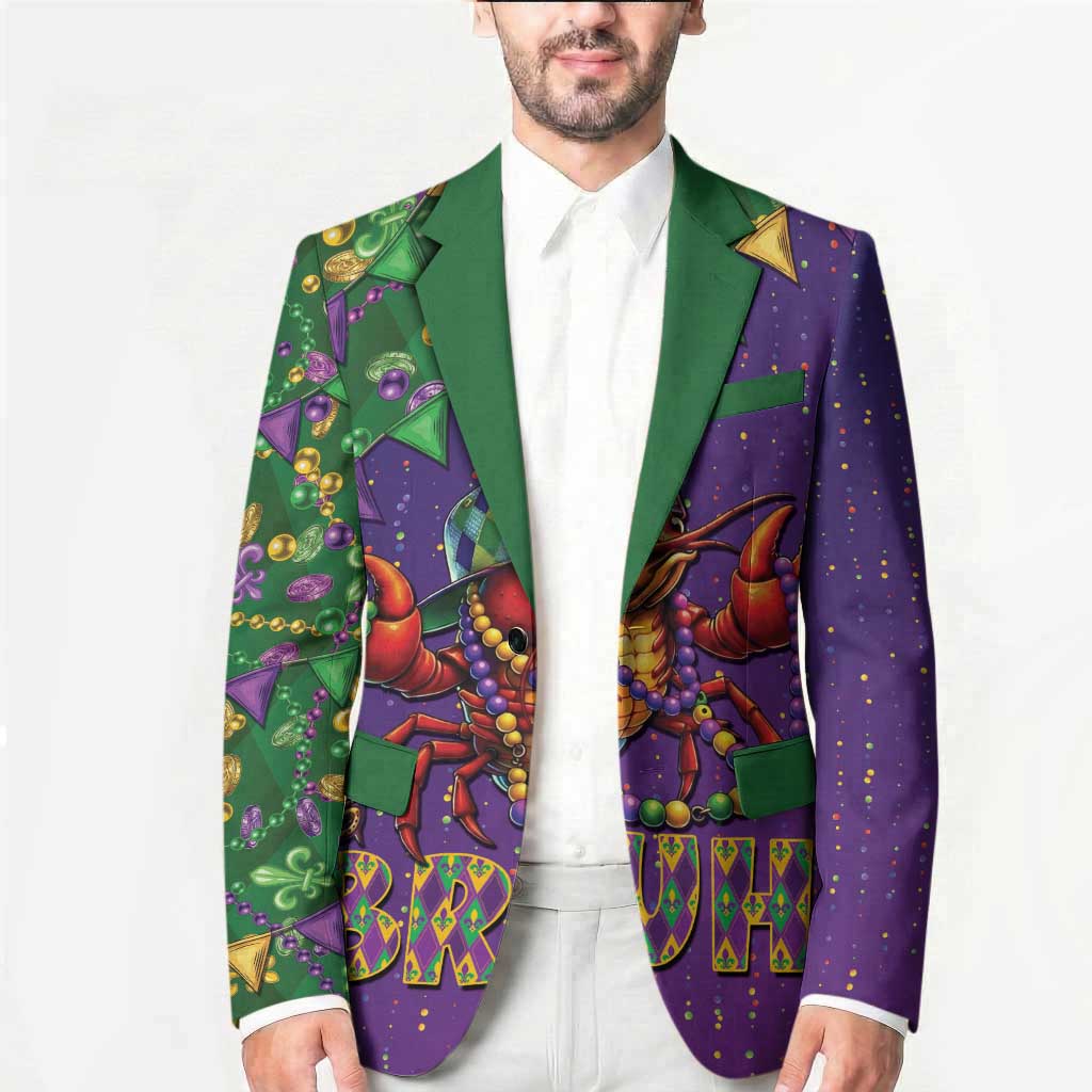 Funny Crawfish Carnival Blazer It's Mardi Gras Bruh - Wonder Print Shop