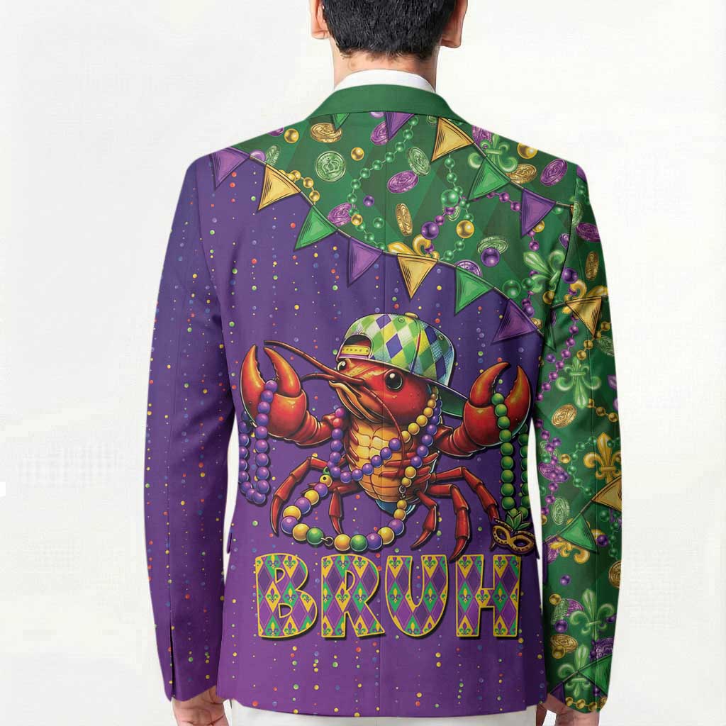 Funny Crawfish Carnival Blazer It's Mardi Gras Bruh - Wonder Print Shop
