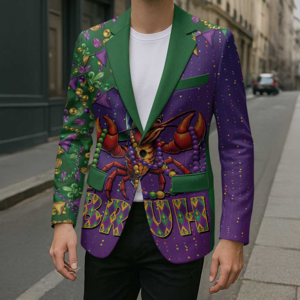 Funny Crawfish Carnival Blazer It's Mardi Gras Bruh - Wonder Print Shop