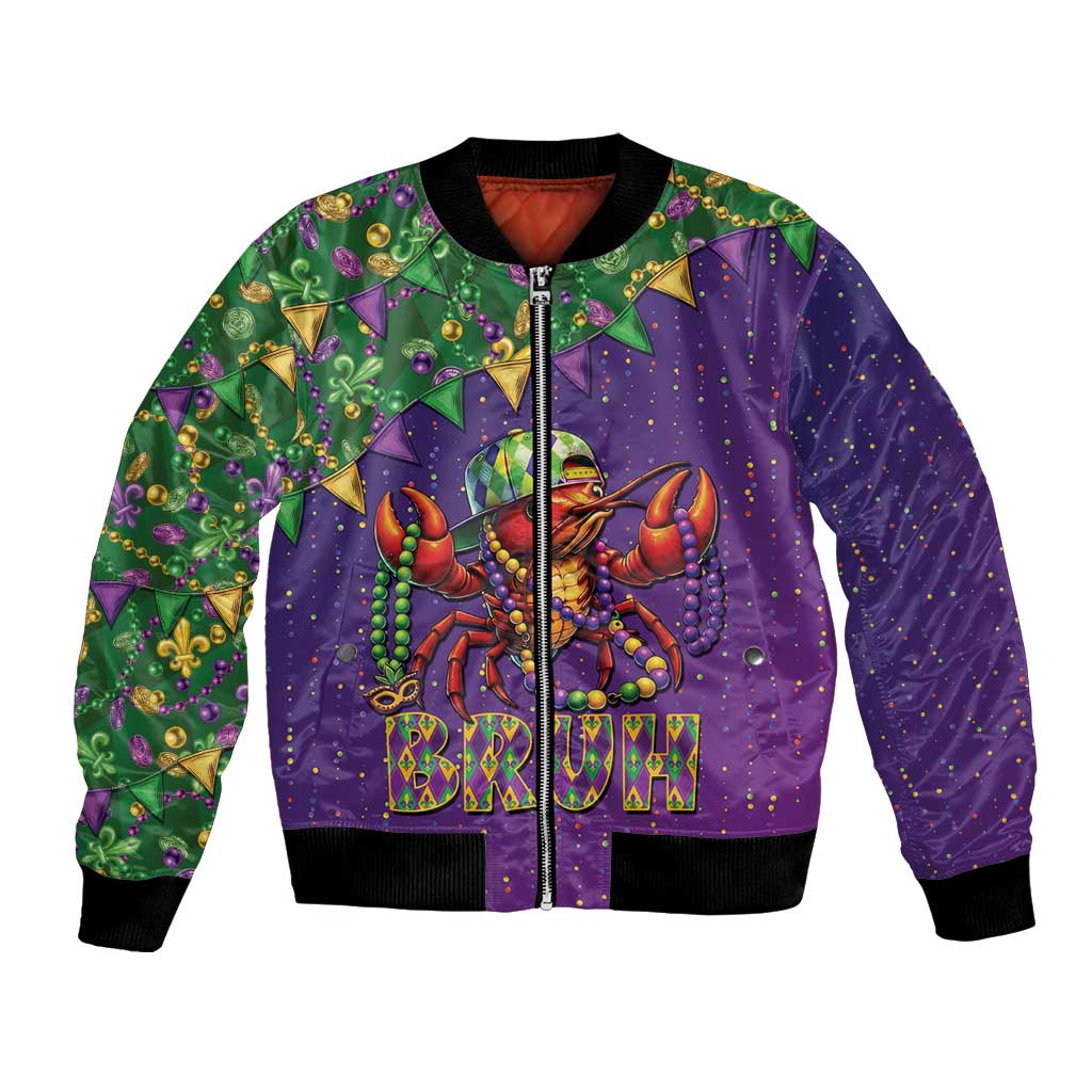 Funny Crawfish Carnival Bomber Jacket It's Mardi Gras Bruh - Wonder Print Shop