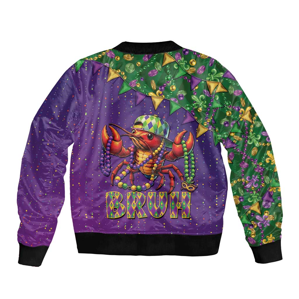 Funny Crawfish Carnival Bomber Jacket It's Mardi Gras Bruh - Wonder Print Shop