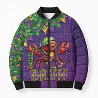 Funny Crawfish Carnival Bomber Puffer Jacket It's Mardi Gras Bruh - Wonder Print Shop