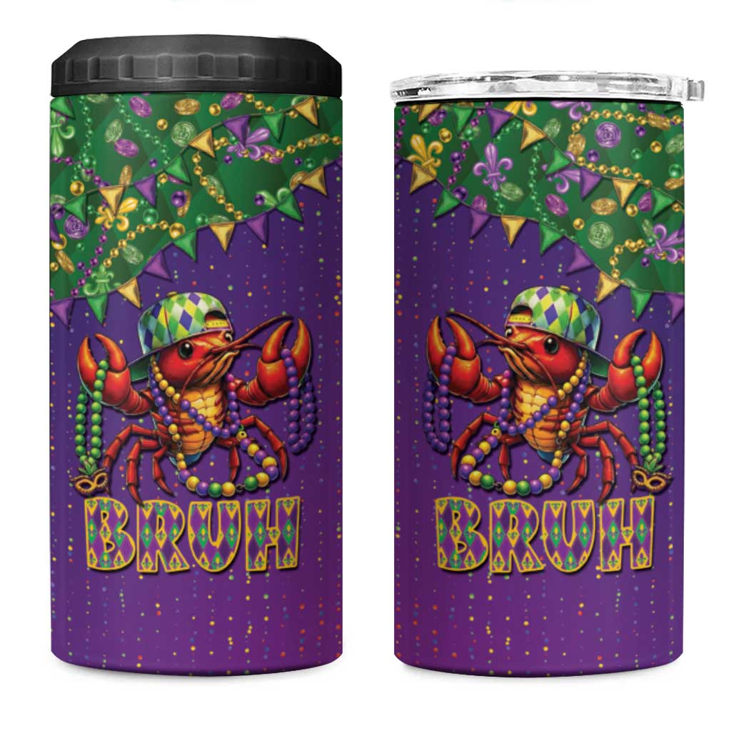 Funny Crawfish Carnival 4 in 1 Can Cooler Tumbler It's Mardi Gras Bruh - Wonder Print Shop