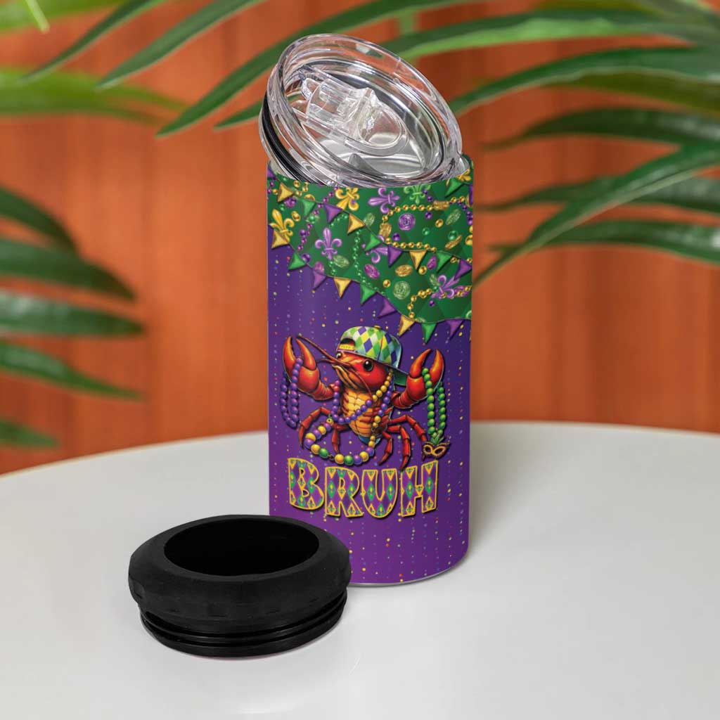 Funny Crawfish Carnival 4 in 1 Can Cooler Tumbler It's Mardi Gras Bruh - Wonder Print Shop