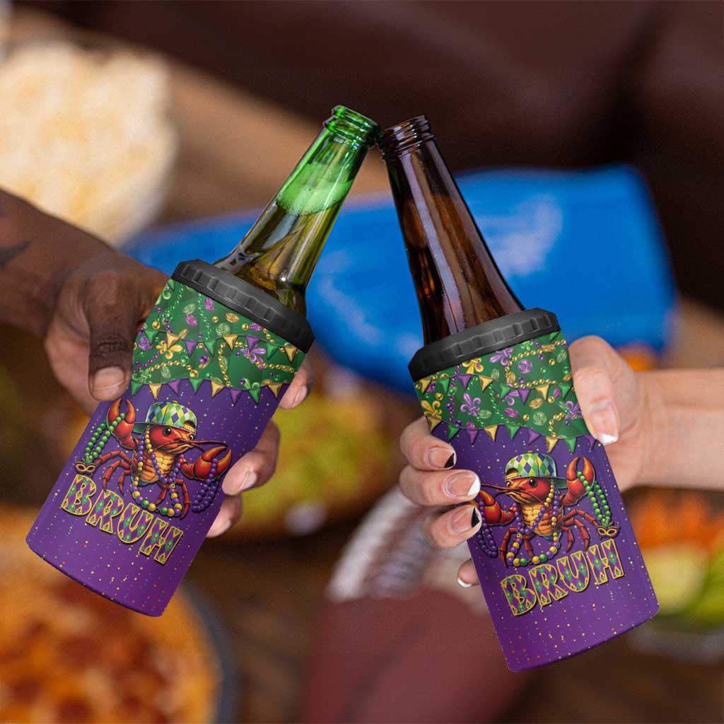 Funny Crawfish Carnival 4 in 1 Can Cooler Tumbler It's Mardi Gras Bruh - Wonder Print Shop