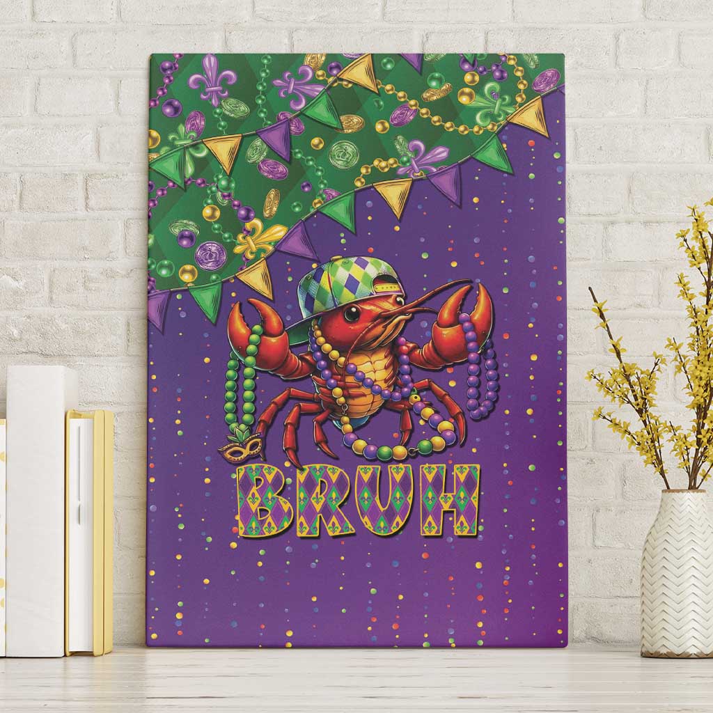Funny Crawfish Carnival Canvas Wall Art It's Mardi Gras Bruh - Wonder Print Shop