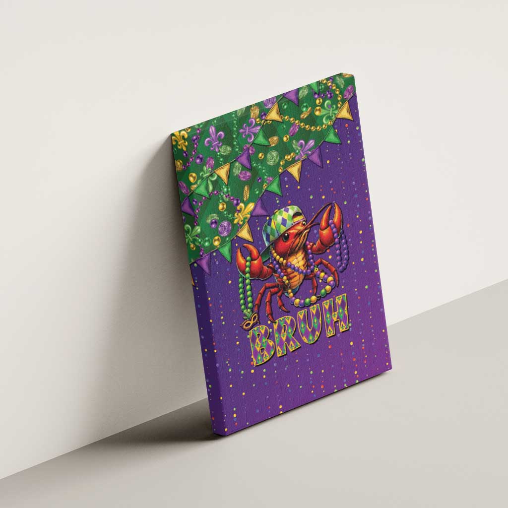 Funny Crawfish Carnival Canvas Wall Art It's Mardi Gras Bruh - Wonder Print Shop