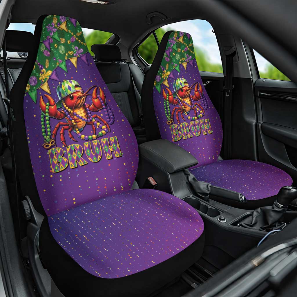 Funny Crawfish Carnival Car Seat Cover It's Mardi Gras Bruh - Wonder Print Shop
