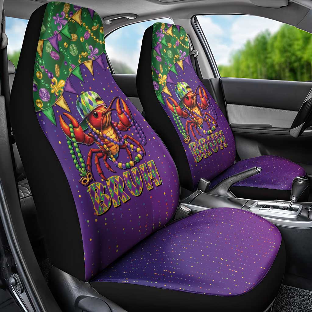 Funny Crawfish Carnival Car Seat Cover It's Mardi Gras Bruh - Wonder Print Shop