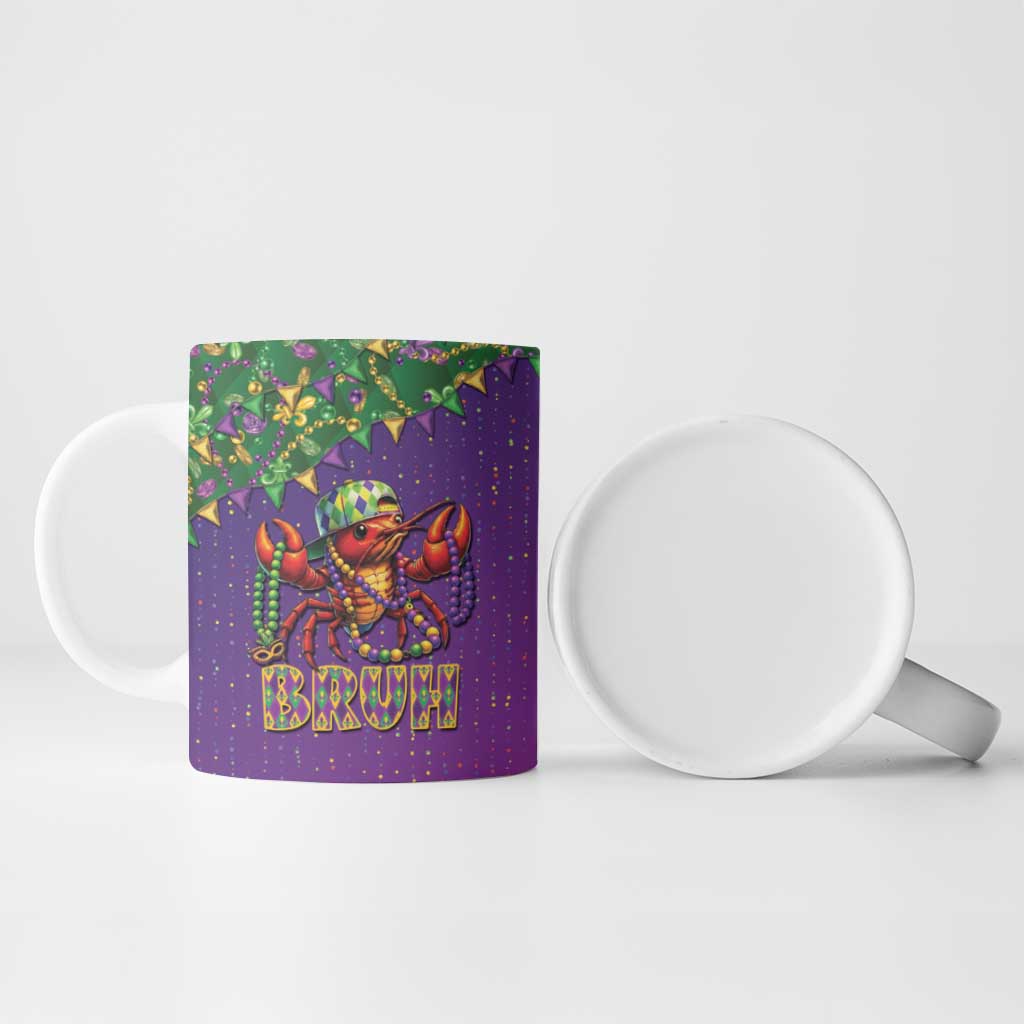 Funny Crawfish Carnival Ceramic Mug It's Mardi Gras Bruh - Wonder Print Shop